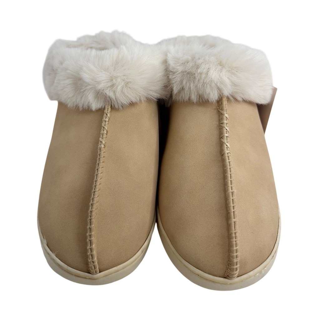 Lauren Conrad Allis Ivory Faux Fur Scuff Slippers Womens‎ Size L 8-9 NEW Cozy